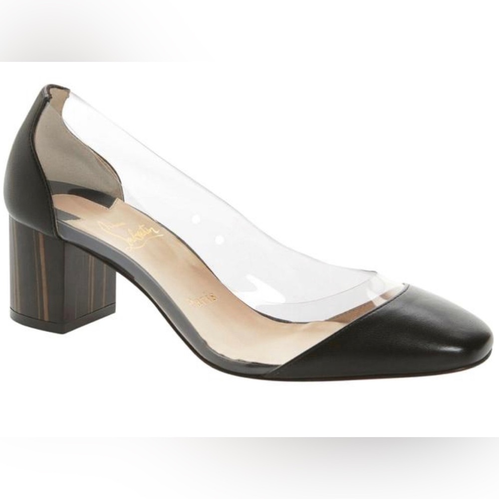 Christian Louboutin
Black Grandola 55 Transparent Leather Pvc Bois Heel  40.5